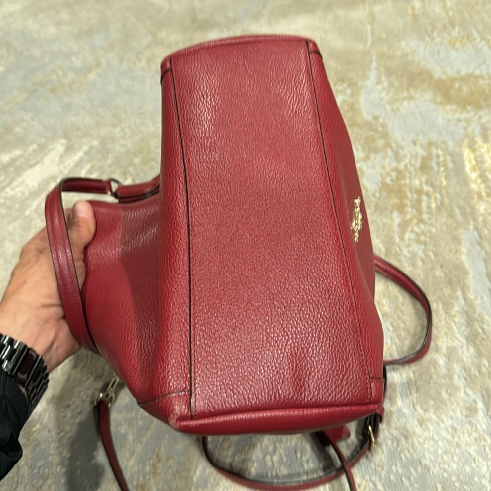 Coach Red Leather Satchel Tote with Removable Strap - Picture 10 of 14